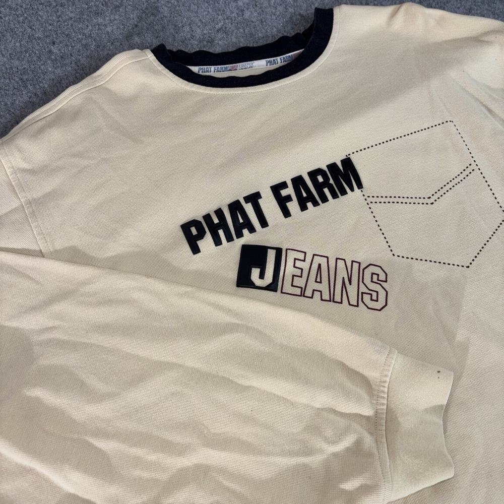 Phat Farm Jeans Men's Shirt XXL Long Sleeve Y2K Hip Hop Streetwear Beige Skater